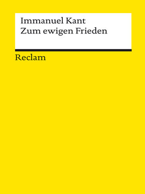 cover image of Zum ewigen Frieden. Ein philosophischer Entwurf